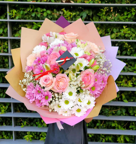 Graduation Bouquet with Cap and Diploma