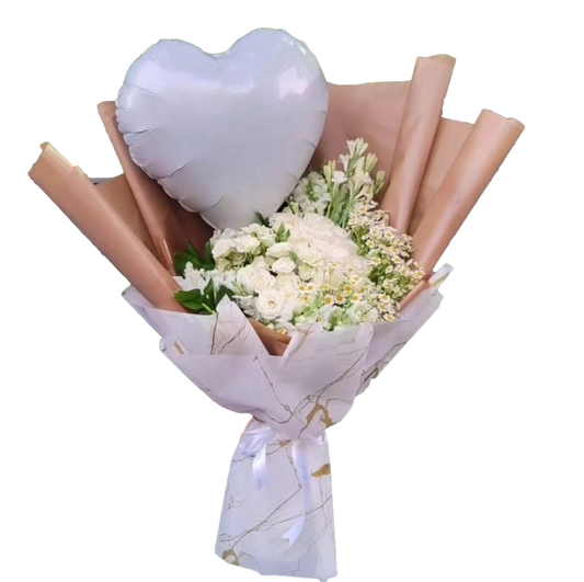 White Heart Bouquet