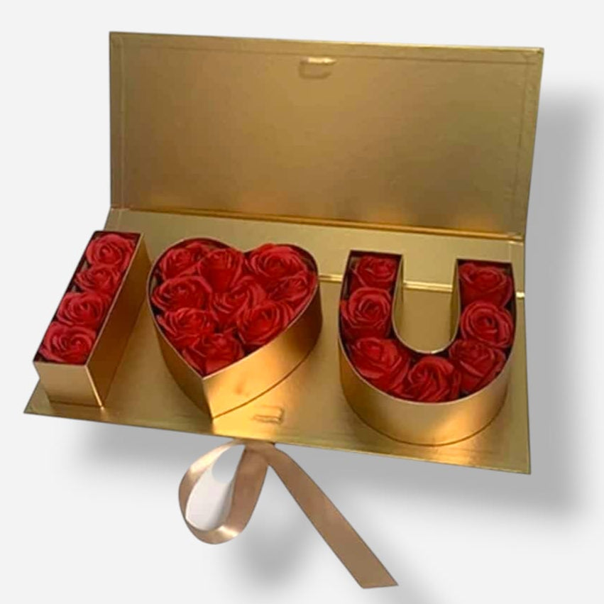 Luxury Gold 'I Love You' Rose Box – Premium Romantic Gift