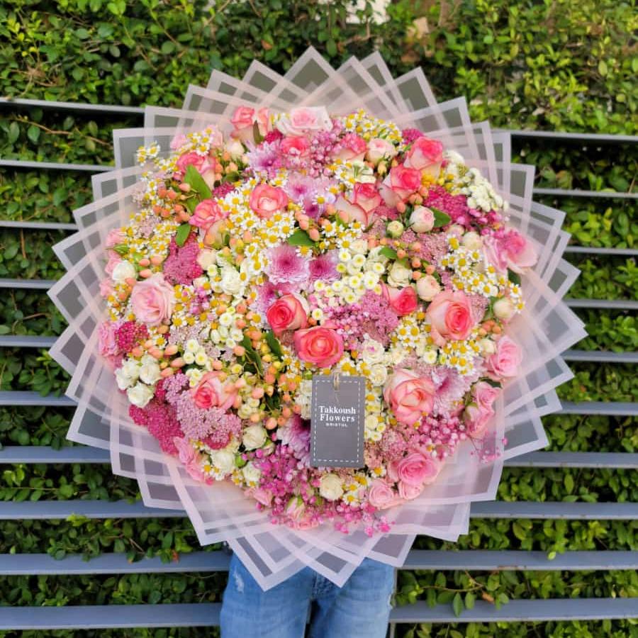 Elegant Large Pink and White Flower Bouquet