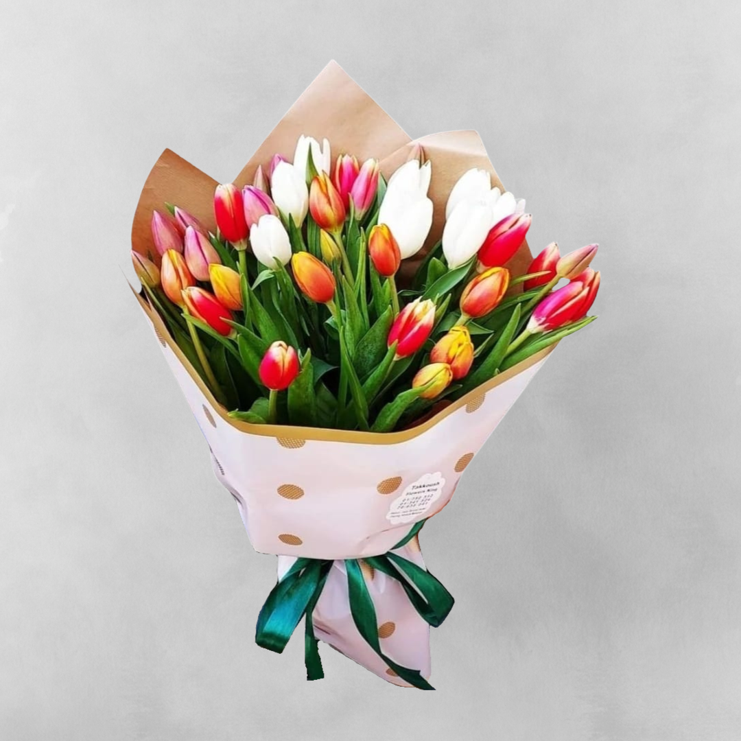 Tulip Trio - 30 Tulip Bouquet – Takkoush Flowers